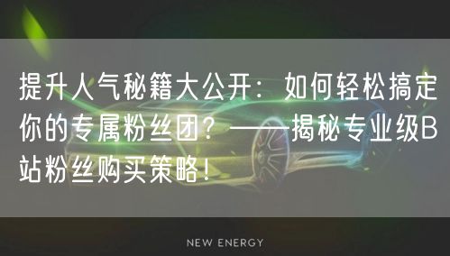 提升人气秘籍大公开：如何轻松搞定你的专属粉丝团？——揭秘专业级B站粉丝购买策略！