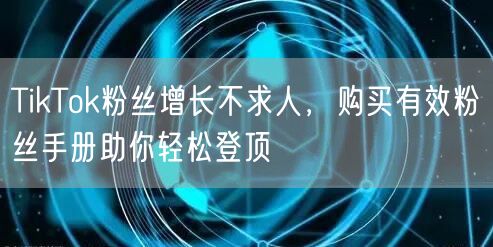 TikTok粉丝增长不求人，购买有效粉丝手册助你轻松登顶