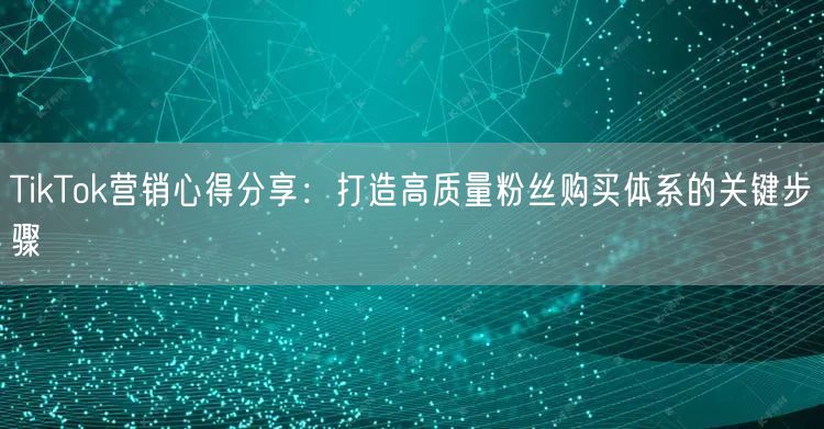 TikTok营销心得分享：打造高质量粉丝购买体系的关键步骤