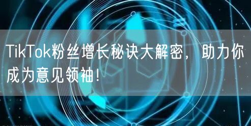 TikTok粉丝增长秘诀大解密，助力你成为意见领袖！