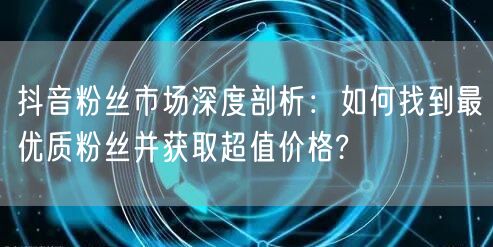 抖音粉丝市场深度剖析：如何找到最优质粉丝并获取超值价格?