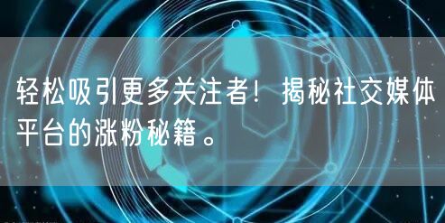 轻松吸引更多关注者！揭秘社交媒体平台的涨粉秘籍。