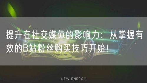 提升在社交媒体的影响力：从掌握有效的B站粉丝购买技巧开始！
