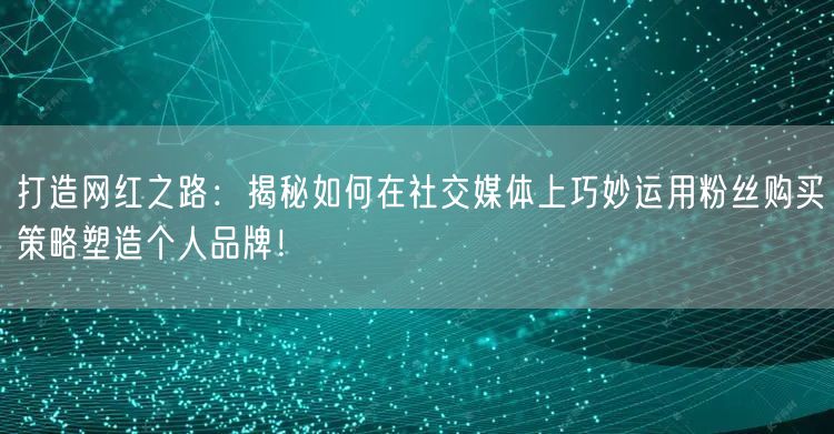 打造网红之路：揭秘如何在社交媒体上巧妙运用粉丝购买策略塑造个人品牌！