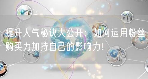 提升人气秘诀大公开：如何运用粉丝购买力加持自己的影响力！