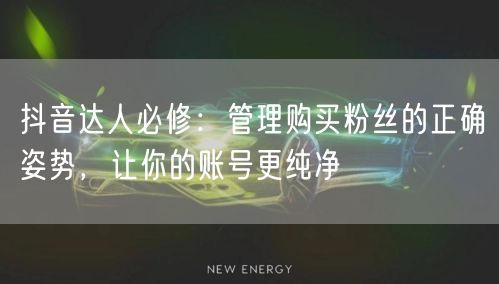 抖音达人必修：管理购买粉丝的正确姿势，让你的账号更纯净