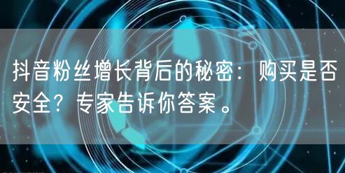 抖音粉丝增长背后的秘密：购买是否安全？专家告诉你答案。