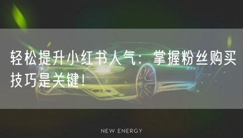 轻松提升小红书人气：掌握粉丝购买技巧是关键！