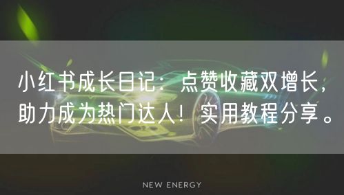 小红书成长日记：点赞收藏双增长，助力成为热门达人！实用教程分享。