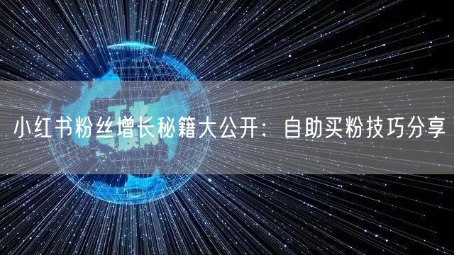 小红书粉丝增长秘籍大公开：自助买粉技巧分享