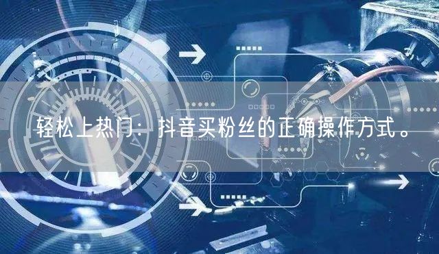 轻松上热门：抖音买粉丝的正确操作方式。