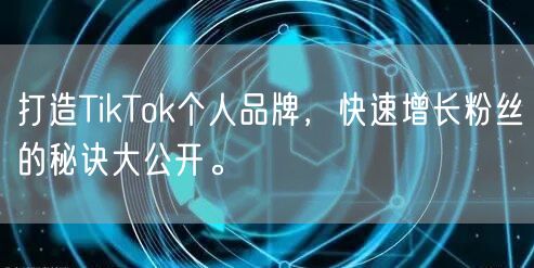 打造TikTok个人品牌，快速增长粉丝的秘诀大公开。